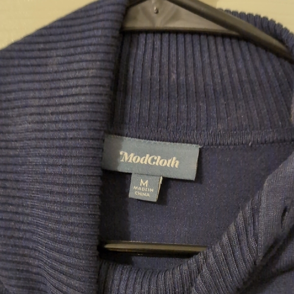 Modcloth Deep Blue Ribbed Sweater - Picture 2 of 3